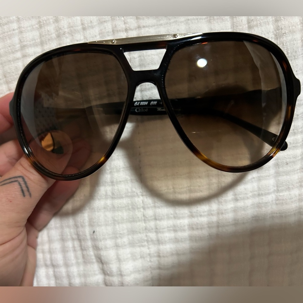 LIKE NEW Chloe Brown Gradient Oversized Aviator Sunglasses